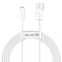 Бързо зареждащ кабел USB към Lighting 2.4A Baseus CALYS-C02 2 метра за Apple iPhone 14 6.1 / Apple iPhone 14 Pro 6.1 / Apple iPhone 14 Plus 6.7 / Apple iPhone Max 6.7 / Apple iPhone 14 Pro Max 6.7 и др. бял